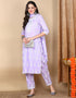 Straight Suit With Trowser Pant Pale Lavender Cotton Pant Suit Front View